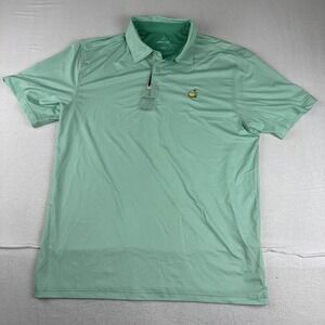 New! Masters Tech Mens Masters Golf Performance Polo L Green White Check